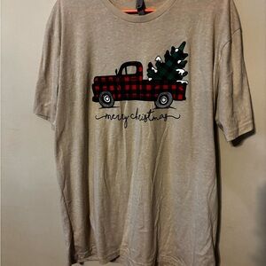 Next Level Apparel Beige Merry Christmas Truck Tee